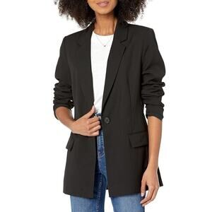 The Drop Women's Blake Long Black Single Button Lined Blazer Size Large New